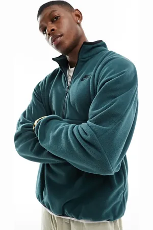 Nike Club+ half zip sweatshirt in deep jungle and black