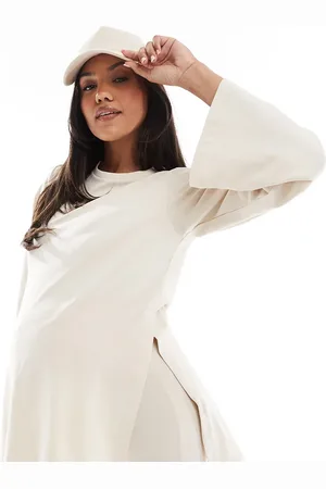 Mama;licious Mamalicious maternity sweat top co-ord with flared sleeve in cream