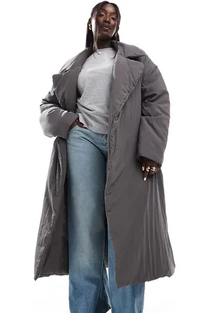 ASOS ASOS DESIGN Curve clean longline puffer coat in charcoal
