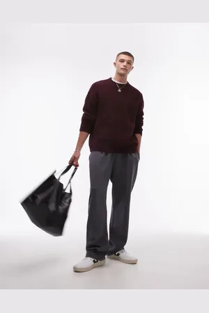Topman Relaxed fit boucle jumper in burgundy