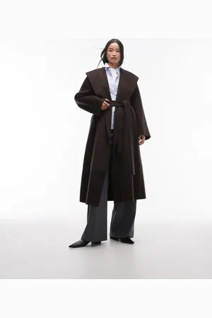 ARKET Wool double layer belted maxi coat in brown