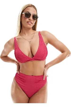 Peek & Beau Peek and Beau Fuller Bust high apex bikini top with shirred underband in hot