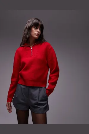 MANGO Half zip knitted jumper in