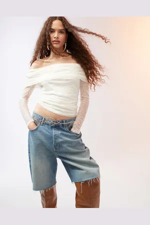 MANGO Lace fold over bandeau top in
