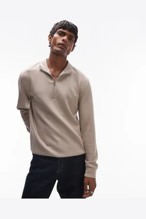 SELECTED Half zip sweatshirt in cream