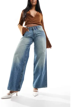 Motel Roomy extra wide low rise jeans in sea