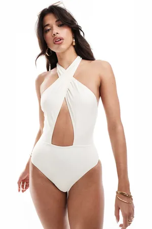 South Beach Essentials wrap front swimsuit in coconut