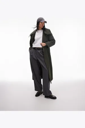 & OTHER STORIES Double breasted belted trench coat with funnel neck in dark