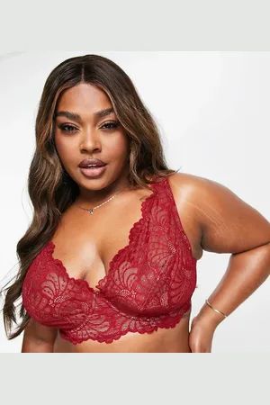 ASOS ASOS DESIGN Curve Sienna lace high apex underwired bra in burgundy