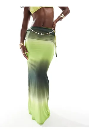 Aria Cove Chiffon maxi tie side beach skirt co-ord in ombre
