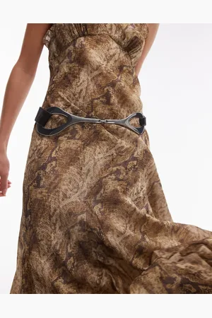 MANGO Metal and leather mix loop belt in