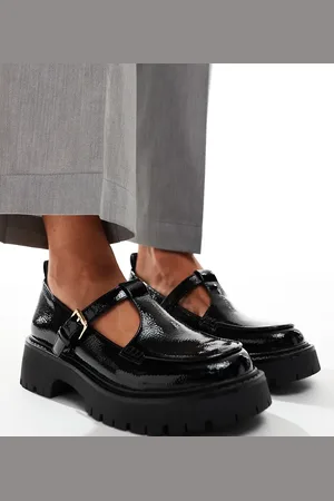 London Rebel London Rebel Tilly wide fit chunky mary jane in crinkle