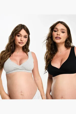 Lindex Exclusive Maternity 2 pack bras in grey and black