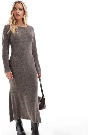 VILA Super soft fluffy maxi jumper dress in