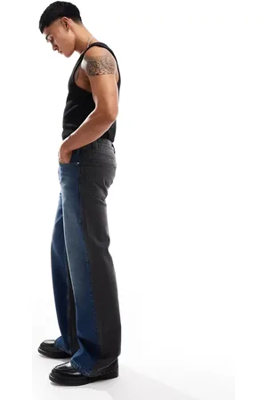 ASOS Wide flare jeans in midwash with contrast seam detail