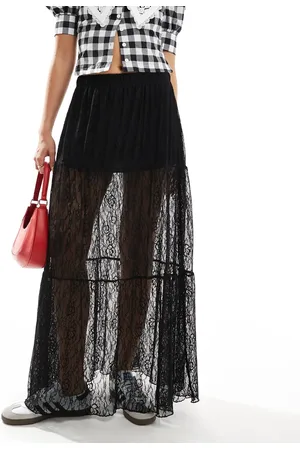 Bershka Lace maxi skirt in