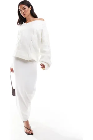 SNDYS Knitted maxi skirt co-ord in cream