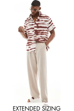 ASOS Relaxed shirt in tie dye print - BURGUNDY