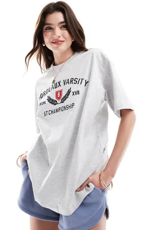 Cotton On Cotton On oversized t-shirt with Bordeaux varsity print in