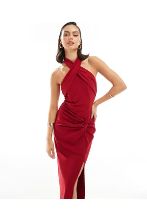 TFNC Crepe halterneck maxi dress in bright