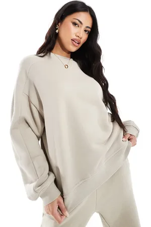The Couture Club Washed essentials oversized crew neck sweat in beige