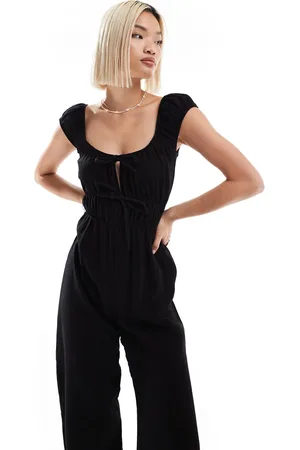 Reclaimed Textured tie front jumpsuit in