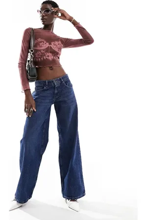 Motel Roomy extra wide low rise jeans in mid used