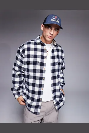 ASOS 90s oversized wool blend shirt in buffalo check