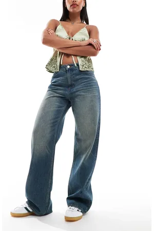 Monki Naoki loose fit low rise jeans in nikki tinted dark wash