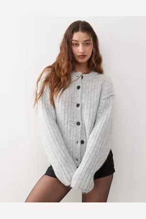 Weekday Alika chunky wool blend cardigan in melange