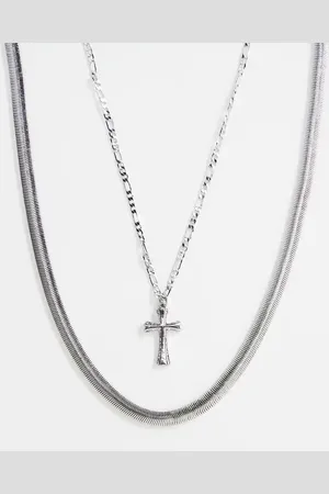 ASOS 2 pack necklace with snake chain and cross pendant in tone