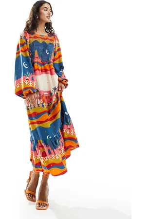 Never Fully Dressed Ruffle hem midaxi dress in paradise print