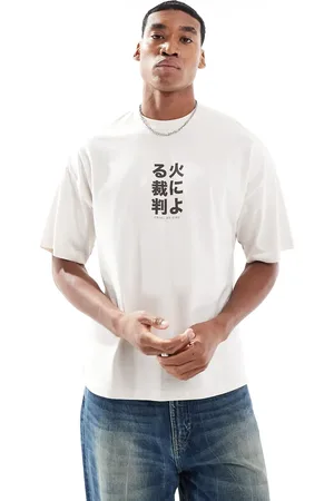 SELECTED Oversized t-shirt with small chest print in cream