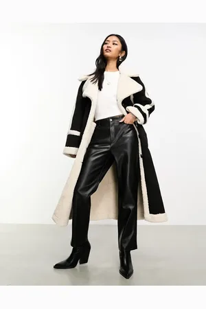Object Borg panelled suedette maxi coat in