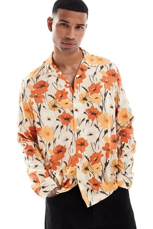 ASOS Relaxed revere shirt with retro floral print in