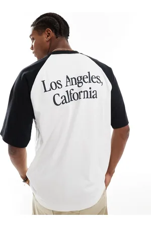 Hollister Back print heavyweight boxy fit raglan baseball t-shirt in /black