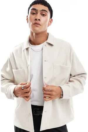 Bershka Faux wool overshirt in ecru