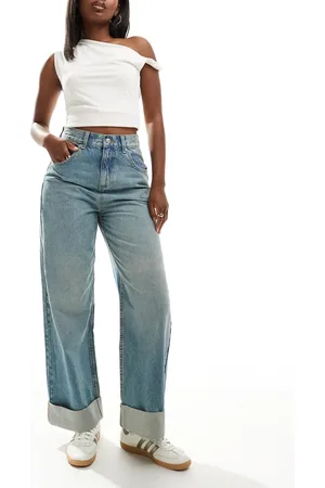 ASOS Loose jeans with deep turn up cuff in pale wash