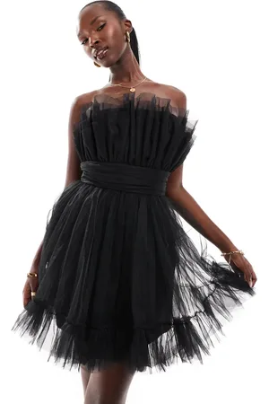 Lace & Beads Bandeau structured mini dress in