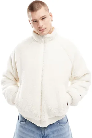 Bershka Reversable sheerling jacket in ecru
