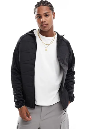Only & Sons Multi texture padded jacket with hood in