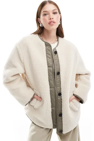 ASOS Oversized borg jacket in cream