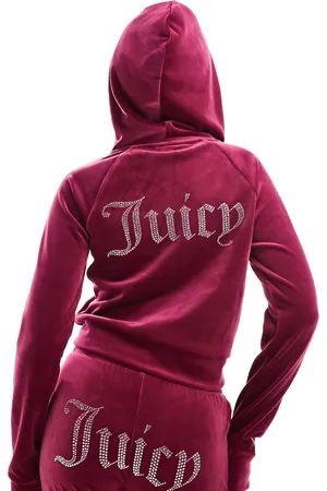 Juicy Couture Velour zip through hoodie co-ord in raspberry exclusive to asos