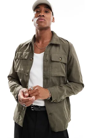 Brave Soul Button up shacket in khaki