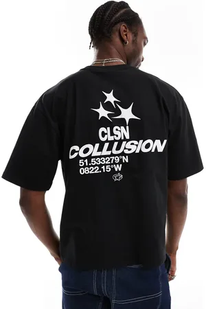 COLLUSION Boxy skate fit t-shirt in with retro puff print