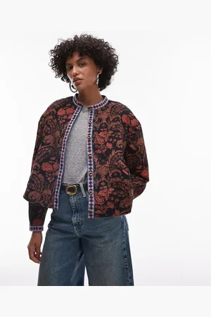 Free People Paisley print oversized sweater jacket in