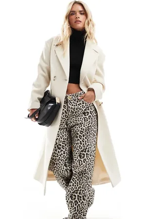Miss Selfridge Belted wrap formal coat in cream