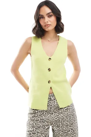 Threadbare Knitted waistcoat in lime