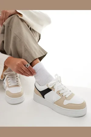 Yours Chunky trainers in beige and white