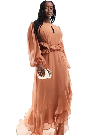 Pretty Lavish Cut-out ruffle maxi dress in sienna